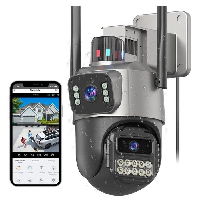 Cámara de Seguridad Exterior Doble Visión con Audio y Visión Nocturna