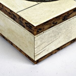 Caja Alhajero Antigua de Marfil con Miniatura Pintada a Mano - imagen 3