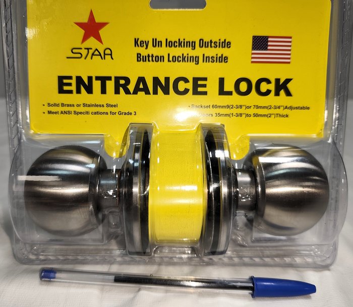 Cerradura de Pomo para Puerta STAR con Llaves y Tranca, Nueva en Blíster