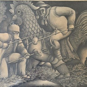 Cuadro "El Gallo" de Nelson Romero, 43 x 30 cm - imagen 2