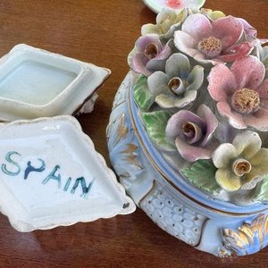 1 juego de 3 alhajeros en ceramica esmaltada española de alta calidad con una decoracion floral y pintados a mano - imagen 7