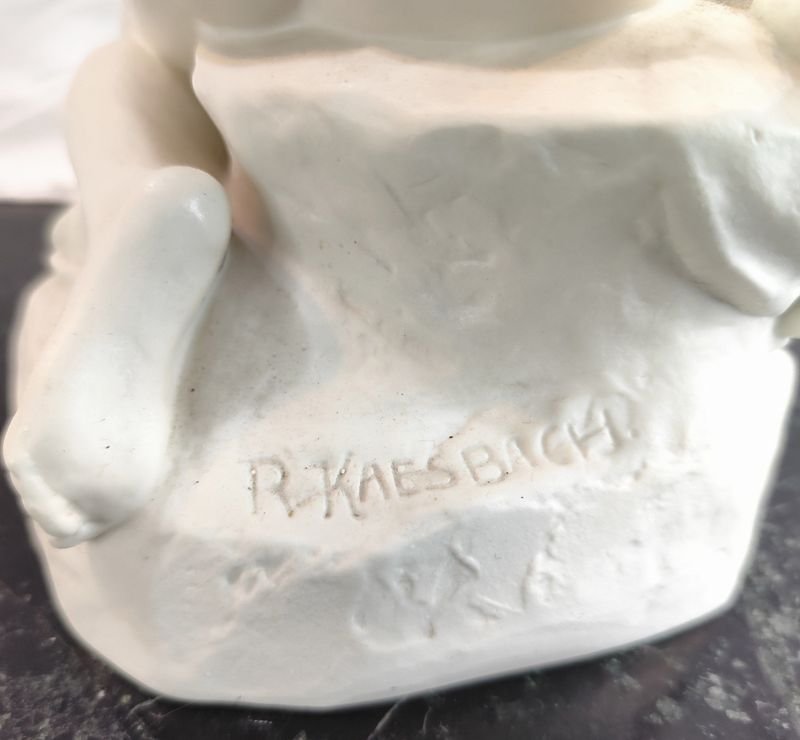 Figura de porcelana Rosenthal firmada Kaesbach, mujer desnuda en biscuit - imagen 6