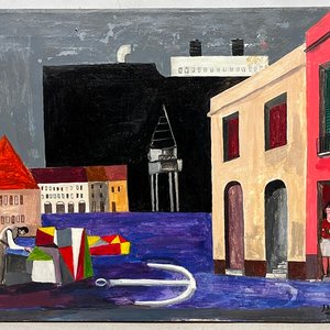 Oleo "Puerto" de Jonio Montiel - 40 x 50 cm - imagen 2