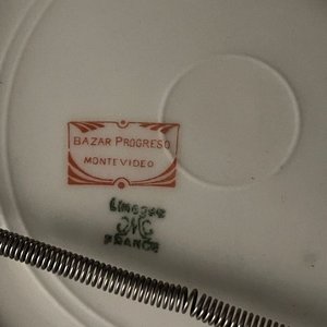 Plato de Porcelana Limoges Francia con Retrato de Dama y Filetes Dorados - imagen 3