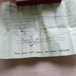 Reloj Antiguo de Dama Chapado en Oro con Correa de Cuero Trenzado y Boleta de Compra 1944 - imagen 2
