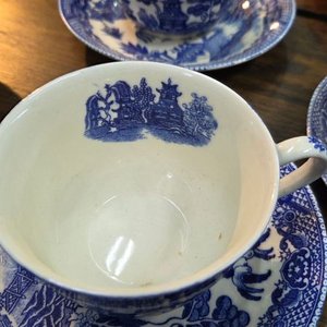 Juego de Té Antiguo Loza Azul y Blanca Estilo Oriental - 12 Piezas - imagen 4