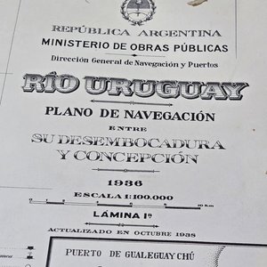 Plano de Navegación Río Uruguay: Desembocadura a Concepción (1936) - 3 Láminas - imagen 3