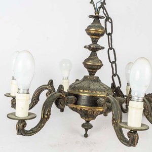 Araña Francesa de Bronce con Cinco Luces - imagen 2