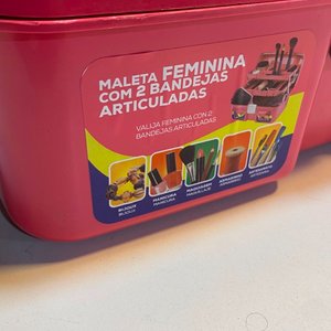 Valija Organizadora Plástica Rosada con 2 Bandejas y Compartimentos - imagen 3
