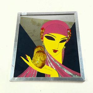 Cuadro Espejado con Dama y Pájaro, 38x32 cm - imagen 2