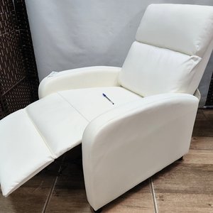 Sillón Reclinable Tapizado en Eco Cuero Blanco con Apoya Pies - imagen 5