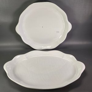 Dos Fuentes Grandes Ovalada y Circular de Loza Blanca Italiana - imagen 12