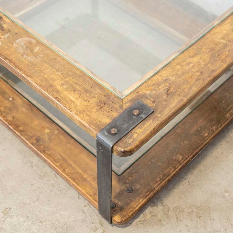 Mesa ratona rústica con patas de hierro y vidrio - imagen 2