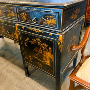 Escritorio Antiguo Estilo Oriental con Cajones y Decoración Dorada - imagen 3