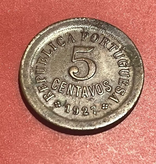 Moneda de 5 Centavos de Portugal de 1927 - imagen 1