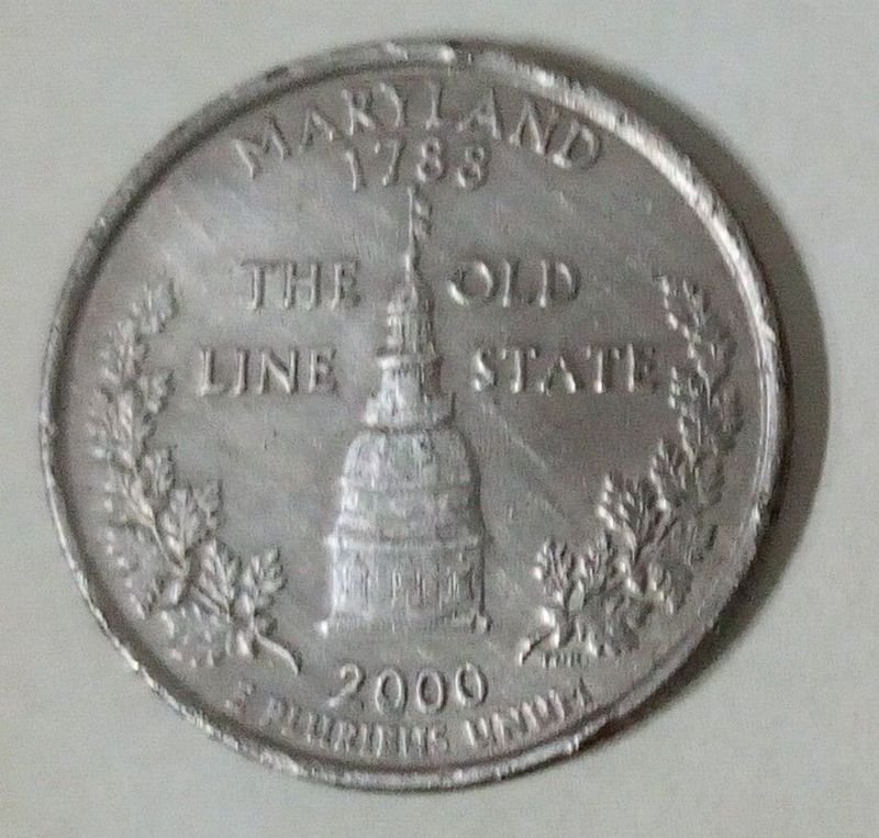 Moneda Conmemorativa 25 Centavos Dólar USA Maryland 2000 Capitolio