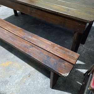 Conjunto Mesa Larga de Madera Maciza con Dos Bancos - imagen 5