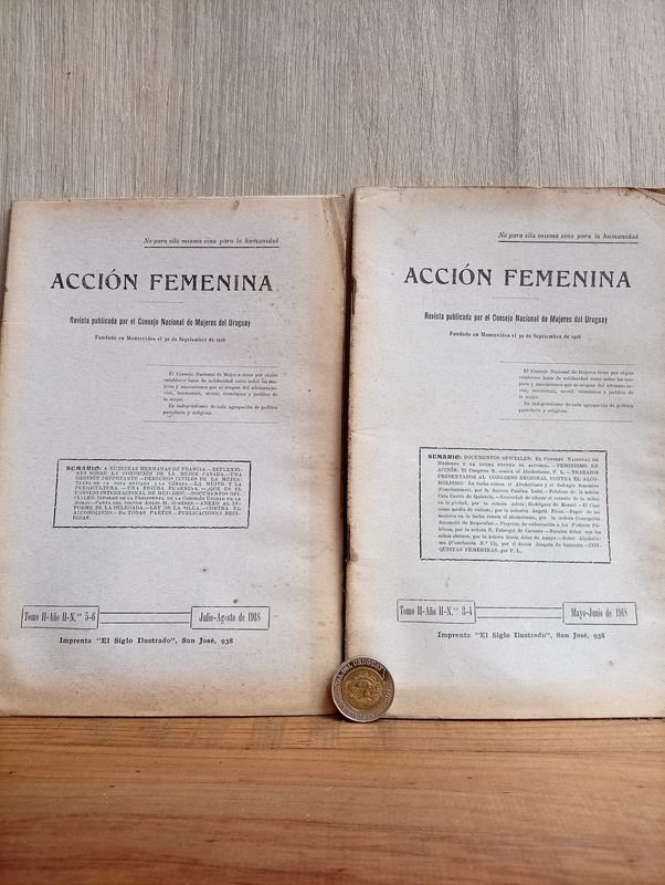 Acción Femenina: Revistas de 1917 y 1915 del Consejo Nacional de Mujeres del Uruguay