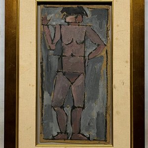 Julio Uruguay Alpuy "Figura" Óleo sobre Cartón - 36 x 19 cm - imagen 2