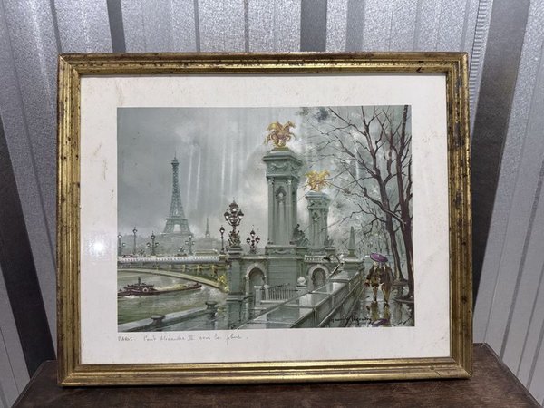 Cuadro París: Puente Alejandro III y Torre Eiffel con Marco Dorado - imagen 1
