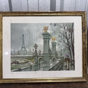 Cuadro París: Puente Alejandro III y Torre Eiffel con Marco Dorado - imagen 1