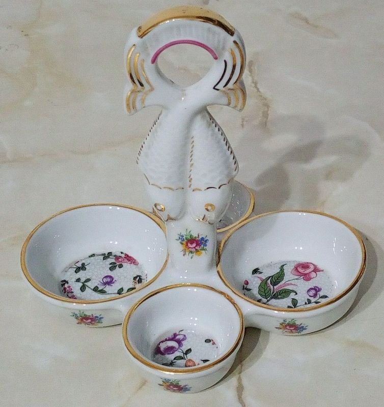 Copetinero de Porcelana Mongat con Diseño de Peces y Flores