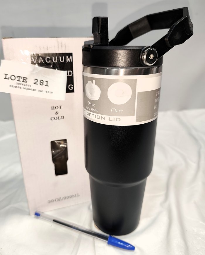 Vaso Térmico de Acero Inoxidable Negro 900ml con Tapa y Pico
