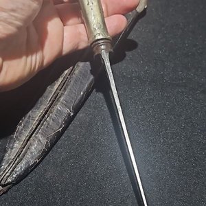 Cuchillo Franz Wenk Solingen Antiguo con Cabo Cuadrado en Plata y Oro - imagen 4