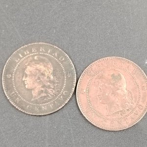 Dos Monedas Antiguas de "Un Centavo" - imagen 2