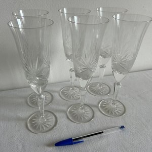 Juego de 6 Copas de Cristal Tallado para Champagne - imagen 2