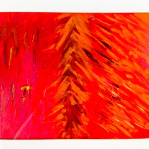 Cuadro Abstracto Rojo Vibrante con Marco Blanco - imagen 2