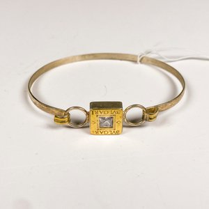 Pulsera Rígida de Plata con Piedra y Logo Bulgari - imagen 2