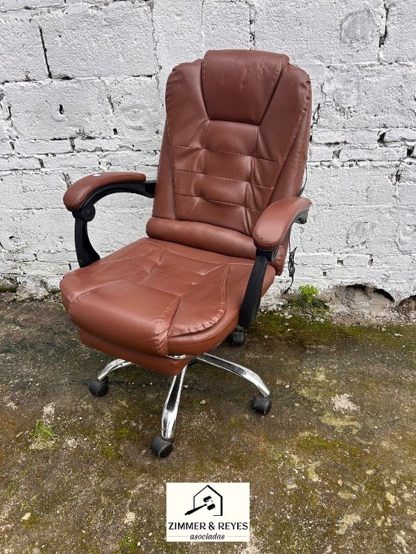 Silla de Escritorio Giratoria de Cuero Marrón