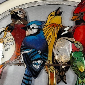 Cuadro Oval de Vidrio con Diseño de Aves Estilo Vitral - imagen 5