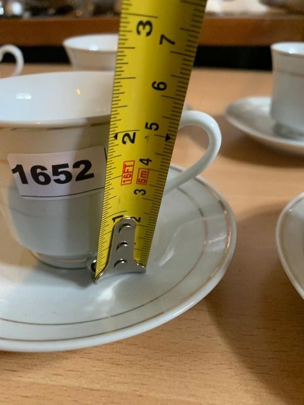 Juego de tazas de café con platillos y medidor - imagen 2