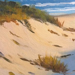 Eduardo Díaz - "Dunas con Gaviotas", Óleo sobre Tela Pegada en Cartón - imagen 3