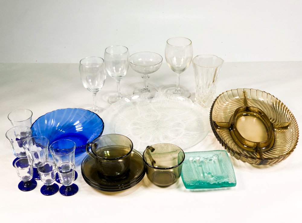 Lote de vidrio y accesorios para decoración