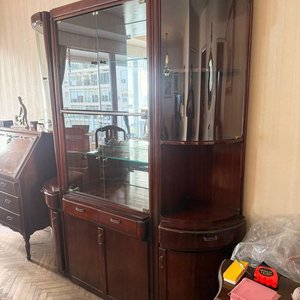 Mueble Bar Vitrina Desarmable Madera Oscura Estilo Clásico - imagen 8