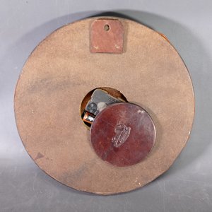 Reloj de Pared Redondo en Madera y Cuero Marrón - imagen 4