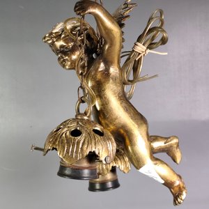 Colgante de Bronce Macizo con Querubín y 2 Luces - imagen 13