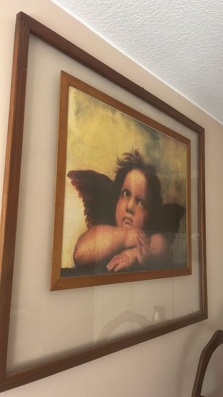 Cuadro antiguo de ángel con alas - imagen 3