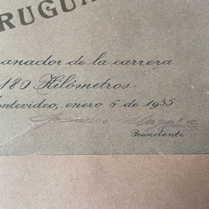 Diploma Veloz Club Uruguay 1935 - Ganador Carrera 180 Km - imagen 3