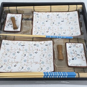 Juego de Sushi Cerámica Estilo Oriental con Palillos y Esterillas - imagen 2