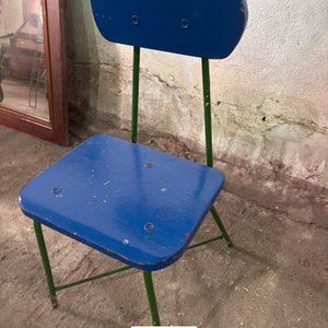 Silla Infantil de Hierro y Madera Azul y Verde - imagen 5