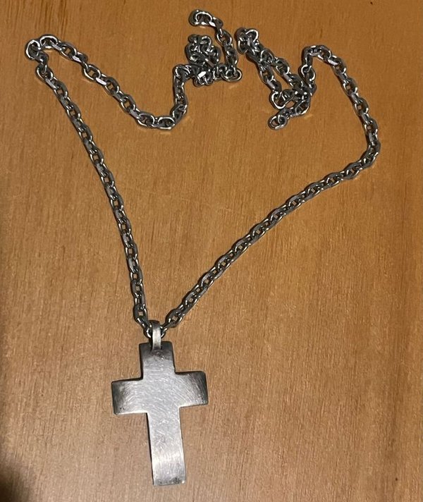 Cadena y Dije Cruz Grande de Plata 900 - imagen 1