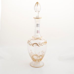 Botellón de Cristal Hialino con Detalles en Oro y Tapón - 35cm - imagen 2