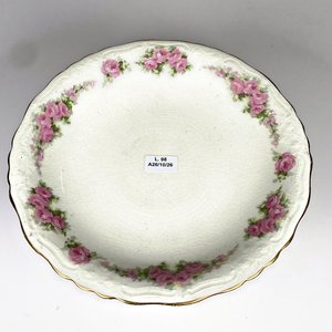 Plato de Masas Loza Inglesa con Flores Rosas y Borde Dorado - imagen 2