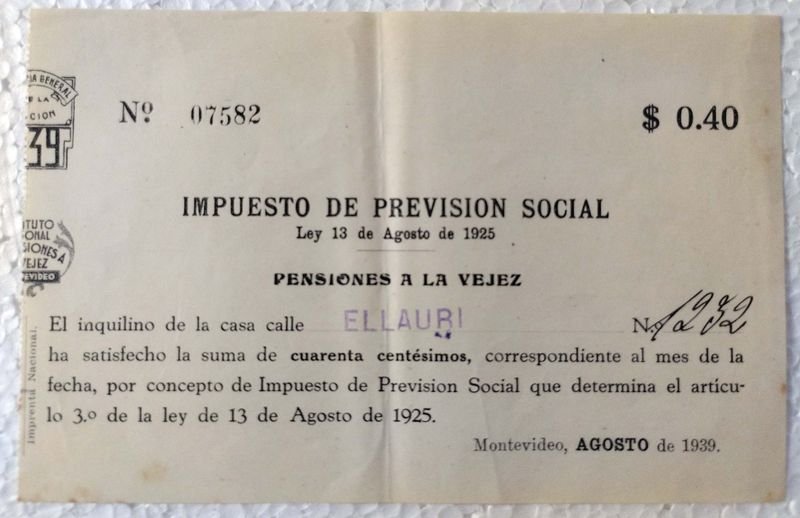 Impuesto de Previsión Social. Documentos de Pensiones de la Vejez
