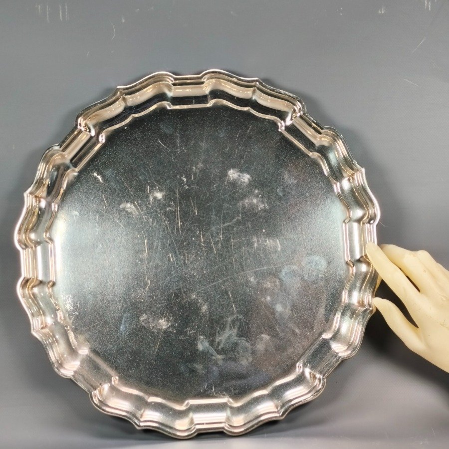 Bandeja circular en plata sterling Chippendale por Frank Smith - imagen 3