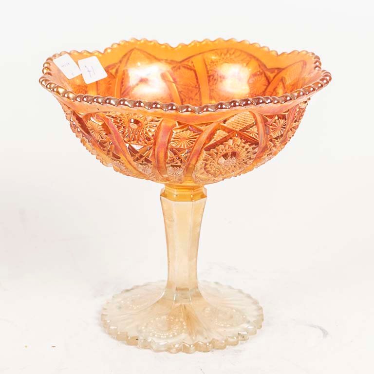 Centro de Mesa Vidrio Carnival Naranja con Detalles Labrados
